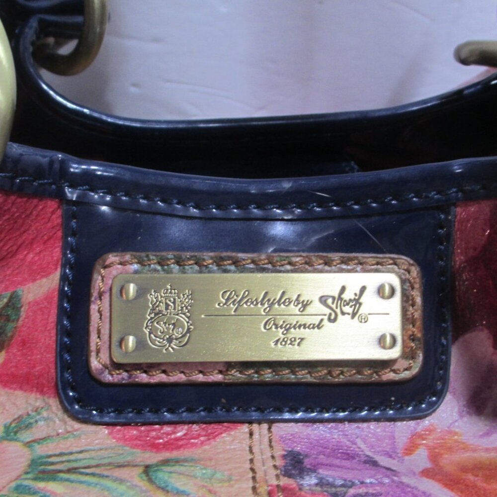 VTG Sharif Originals Floral Patent Leather Handbag Shoulder Bag Purse 14x9x6 - Picture 3 of 13